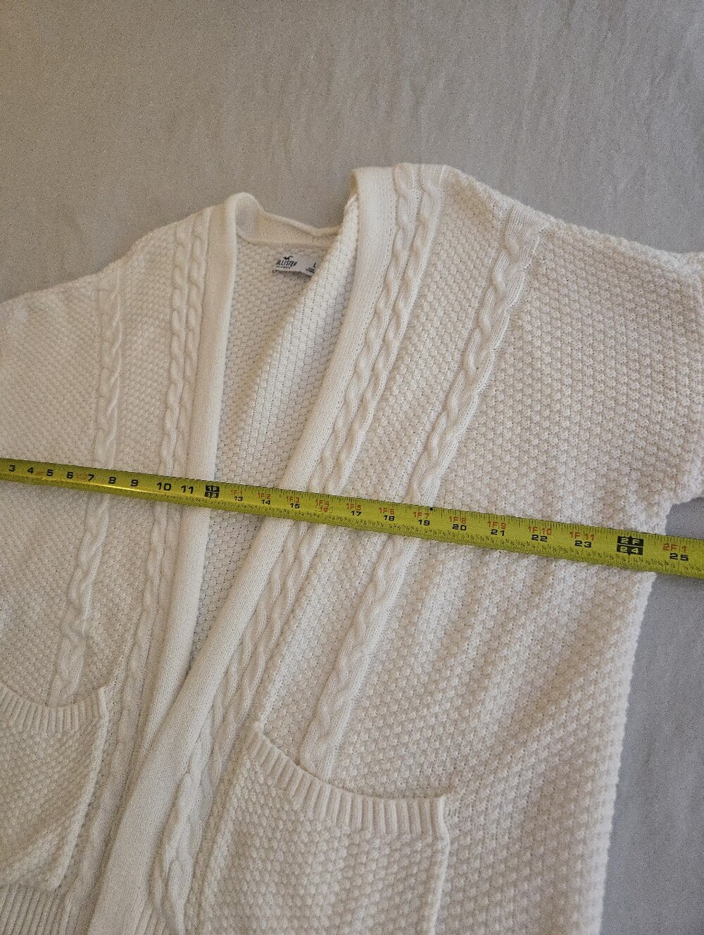 Hollister Ivory White Comfy Cloud Easy No Close Cardigan Pockets Cotton HAL3 - Picture 4 of 12